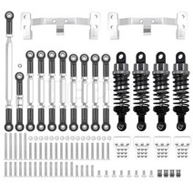원격 조종 RC 너트 잠금 장치가있는 금속 조향 링크 타이로드 마운트 충격 흡수 장치 키트 1/12 MN D90 D91 MN40 MN45 MN99 MN99s 1/16 WPL C14, [21] MN Titanium silver