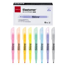라인플러스 엘라스토머 탄력형광펜 12개입/타, 마일드핑크