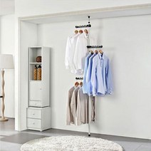 철제 폴 드레스룸 튼튼한 행거 벽 고정 시스템 스탠드 벽걸이 식 방 봉 옷걸이 옷방 1단, 본상품선택