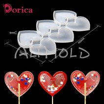 Dorica 러브 하트 수지 에폭시 금형 수제 래틀 셰이커 롤리팝 DIY 쥬얼리 모델 만들기 주방 케이크 장식 도, 한개옵션0