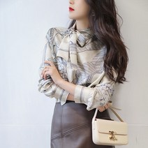 플라워리본블라우스 전문 캐비닛 특매 팬시 실크 셔츠 여성 긴 소매 일찍이 봄 나비 결 누에실 상의 4831075955