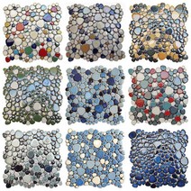세라믹 자갈 돌 DIY 타일 30X30 미끄럼 방지 바닥 매트 발 마사지 화장실 온천 목욕탕 인테리어, 30X30 2개, 파란색과 흰색 DIY-019