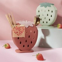 딸기모양 수저통 5컬러 수저꽂이 캐릭터 숟가락통 주방, 화이트
