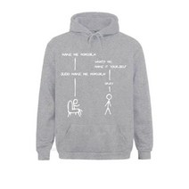자동차 배터리테스터기 배터리진단기 남성 풀오버 Hoodie Sudo Make Me 팝콘 재미 있은 프로그래밍 프로그래머 코딩 소프트웨어 웹 코더 Anime Sweater, GRAY_XXXL