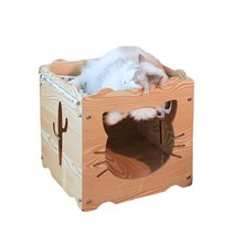 원목 숨숨집 길고양이 집 길냥이 겨울 나무 다층 고양이 둥지 강아지 텐트 분리형 애완 동물 해먹 고양이 빌라 개 캐비닛 고양이 수면 침대 애완 동물 용품, l, b