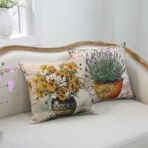 센츄리 명화 인테리어 쿠션커버(솜포함) 빈티지 플라워 소파, 노란코스모스(커버+솜)