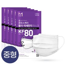 퓨린스케이 KF80 덴탈마스크 국산 귀안아픈 비말차단 일회용, 중형 KF80, 100매