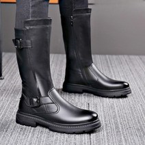 키높이 남성 블랙 엔지니어부츠 라이딩 바이크 트렌디 하이 첼시 부츠