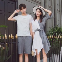 봄가을 여름 색다른 커플룩 반반다른 셔츠느낌 여름옷 가을옷 20대 봄옷 시밀러룩 제주도 캐주얼 맨투맨 30대 웨딩촬영 부부 피크닉