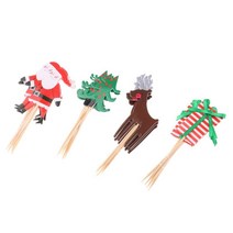 GHSHOP 24 팩 만화 크리스마스 컵케익 나무 순록 선물 상자 음식 이쑤시개, 종이, 마론