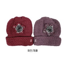 일음쇼핑^^*mIS 플라워 기모 니트비니 뜨개질모자 중년 여성털 엄마 털모자 방한일medi^*^