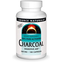 Source Naturals 숯 100% 순수 활성 소화 보조제 100 Count, 1개