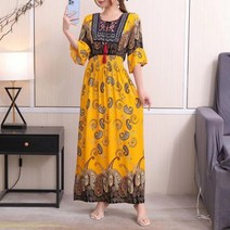 휴양지룩 THHONE 캐주얼 빈티지 인도 보헤미안 스타일 롱 술