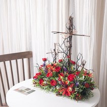 엘리라마사박다니 대형센터피스 60cm_P 조화 꽃 인테리어, 없음