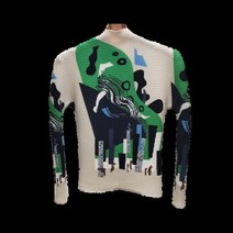 터틀넥 슬림 긴팔 탑 스트리트웨어 플리티드 여성용 봄 그린 프린트