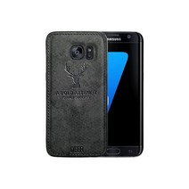 Casecious 삼성 갤럭시 S7 엣지 소프트 텍스처 사슴 패턴 양각 원단 TPU 휴대폰 모바일 기본 백 케이스 커버 (브라운) 675497, Black