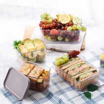 차곡차곡 밀폐용기 2+2 냉장고정리 및 수납용기 전자렌지 소분용기 사각 반찬통 도시락 피크닉 냉동실정리용기 적층수납, 차곡차곡 버터 460ml x 4