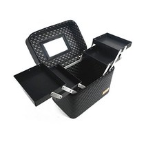 Y2+ Makeup Box Mirror Included 2-Tier Tray (Black)