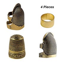 4 Pieces Sewing Thimble Metal Copper Sewing Thimble Finger Protector Adjustable Finger Shield Ring, 1