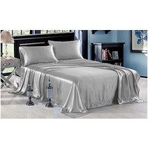 Dream Home Decor 100% 순수 새틴 시트 세트 5개 매트리스 커버 38.1cm 딥 포켓 플랫 시트 이불 & 베개 세트!!! 캘리포니아 킹 사이즈 블랙 색상, Sage_California King
