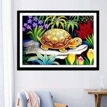 복들어오는 황금 거북이 보석십자수 DIY 재물을 불려주고 장수하는 비즈 큐빅 자수놓기 구슬 페인팅, 60x45cm