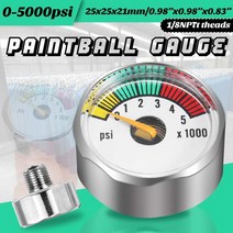 미니 공기 고압 게이지 압력계 5000 psi 스레드 페인트볼 탱크 CO2 마커 PCP 페인트볼 액세서리 1/8NPT, 2