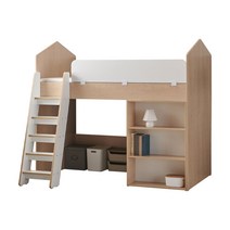 슈에뜨 어린이 수납 벙커 침대+책장, 오크_모카