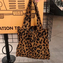 오르 호피 레오파드 코듀로이 에코백 천가방