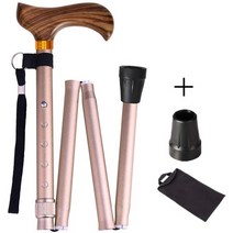 일본직발송 6. ACTOPP 지팡이 스틱 접이식 경량 세련 목제 그립 신축 간호 80 -90cm 5단계 샴페인 골드, One Size_One Color, One Size_One Color, One Color
