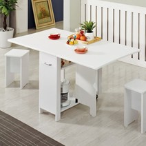 톡톡디자인 멤브레인 접이식 식탁 테이블 이동식 확장형 의자2개, 화이트+의자2p세트