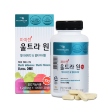 파마젠 울트라원 멀티비타민 멀티미네랄 블랙베리농축액 토마토 라이코펜 티리로사이드 로즈힙추출분말 필노퀴논 아연 나이아신 비오틴 항산화 GMP 멀티영양제, 1box, 1200mgx100정