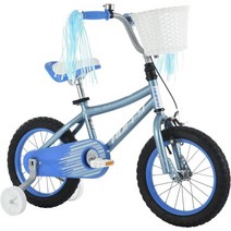 보조 바퀴 깃발 바구니가 포함된 어린이용 Huffy Zazzle 여아용 자전거, Light Blue, 12 Inch