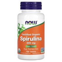 NOW Foods 유기농 인증 스피룰리나 500mg 100정, 500 mg, 500 개