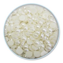 5000 유니아트 반쪽진주 반진주 혼합 아이보리 진주알 비즈공예 목걸이만들기 칼라진주, 8mm, 흰색