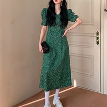 여름 반팔 브이넥 호피 레오파드 롱 원피스 Y584
