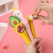 1+1+1 말랑말랑 귀요미 캐릭터 인형 중성펜 (강아지 곰돌이 돼지 물개 아보카도), 아보카도