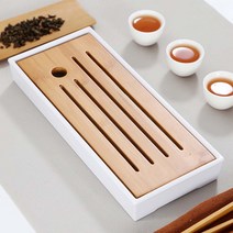 대나무 원목 찻상 겸용 겸 배수 퇴수 퇴수기 차판 분리 분리형 다기 트레이 차반 다도 다구 4각, 상세 참조