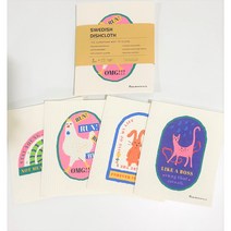 [자체제작]애니멀시리즈 행주 4P+걸이형집게 1P 스웨덴 독일 주방 캠핑 까페