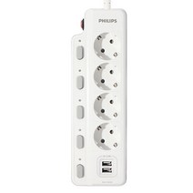 필립스 과부하 자동차단 고용량 USB 멀티탭 4구 3M CHP4740WB, 1개