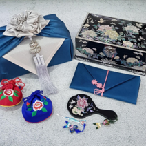 예단사랑 고급 애교예단 풀세트 2단 자개 예단함, 블랙