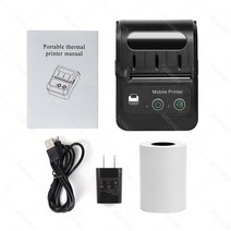 바코드프린터 휴대용프린터 라벨지 미니 송장 GOOJPRT-PT210 58mm 감열 영수증 프린터 USB 및 블루투스 인터페이스 무선 연결 안드로이드 전화 앱, 01 1 Printer_02 미국 플러그