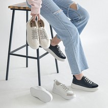올리 트윙클 키높이 큐빅 끈 쿠션 스니커즈 4cm