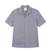 더셔츠스튜디오 반팔루즈핏 샴브레이솔리드 오픈카라셔츠