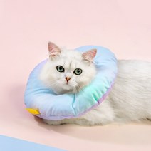 미우프 강아지 고양이 넥카라 상처보호 중성화 쿠션 깔대기, 블루, 마카롱