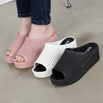 셀럽슈즈 5.5cm 여성 펀칭 플랫폼 키높이 슬리퍼 젤리슈즈