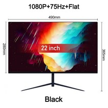 22 인치 75Hz 울트라 좁은 모니터 1920*1080 99% sRGB 디스플레이 PC 데스크탑 게임 화면 패널, 02 Flat Black_03 AU 플러그