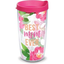 Thervis Best Mom Ever 플로럴 랩 트래블 뚜껑 포함 16oz 1352547, 16 oz