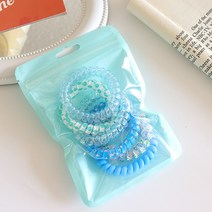 1589 [5컬러/6개세트] 캔디젤리 스프링 머리끈 세트 선물 데일리 헤어끈 악세사리 포니테일 전화선 머리고무줄