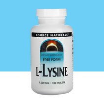 Source Naturals 소스내츄럴스 리신 1000mg 100정 Llysine 엘리신 Lysine L-Lysine L리신 소비톨 솔비톨 소르비톨 sorbitol 스테아르산, 100개, 1개