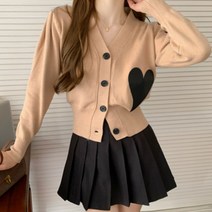 꽃무늬 코디 오픈 패치 쉬폰 하트 데일리 카라 니트 숄드 블라우스 정장 상의 패션 여자 브이넥 여성 가디건 남방